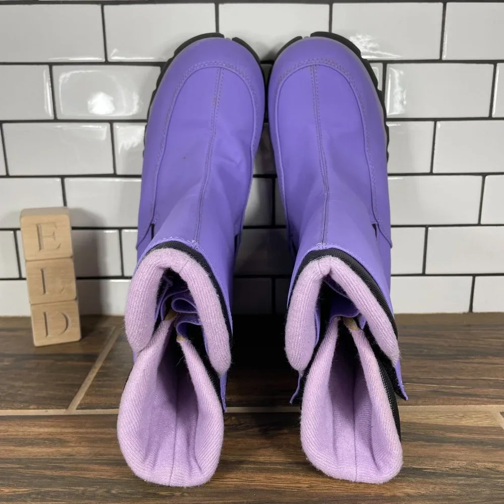 Lands' End Girls Purple Warm Insulated Snow Rain Boots 78534 Size 6 M